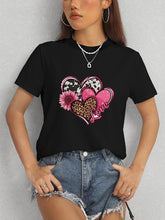 Load image into Gallery viewer, Heart Round Neck Short Sleeve T-Shirt