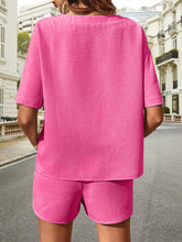 Load image into Gallery viewer, Waffle-Knit Half Sleeve Top and Shorts Set