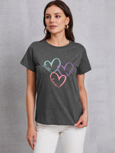 Load image into Gallery viewer, Heart Round Neck Short Sleeve T-Shirt