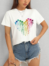 Load image into Gallery viewer, Heart Round Neck Short Sleeve T-Shirt