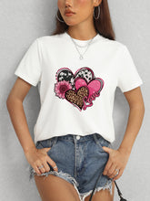 Load image into Gallery viewer, Heart Round Neck Short Sleeve T-Shirt