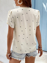 Load image into Gallery viewer, Heart Print Notched Petal Sleeve Blouse