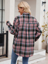 Load image into Gallery viewer, Mandy Pocketed Plaid Collared Neck Long Sleeve Shirt
