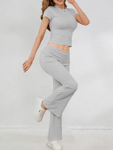 Load image into Gallery viewer, Round Neck Short Sleeve Top and Pants Set