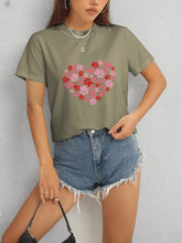 Load image into Gallery viewer, Heart Round Neck Short Sleeve T-Shirt