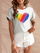 Load image into Gallery viewer, Heart Round Neck Short Sleeve T-Shirt