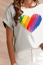 Load image into Gallery viewer, Heart Round Neck Short Sleeve T-Shirt