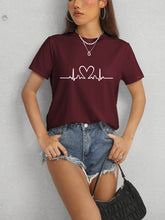 Load image into Gallery viewer, Heart Round Neck Short Sleeve T-Shirt