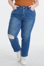 Load image into Gallery viewer, BAYEAS Full Size High Waist Distressed Washed Cropped Mom Jeans