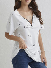 Load image into Gallery viewer, Heart Quarter Zip Short Sleeve T-Shirt