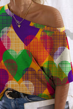 Load image into Gallery viewer, Heart Single Shoulder Short Sleeve T-Shirt