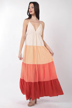 Load image into Gallery viewer, VERY J Color Block Tiered Maxi Cami Dress