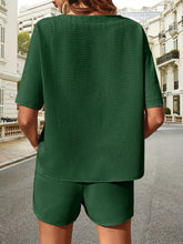Load image into Gallery viewer, Waffle-Knit Half Sleeve Top and Shorts Set