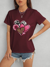 Load image into Gallery viewer, Heart Round Neck Short Sleeve T-Shirt