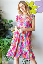 Load image into Gallery viewer, Heimish Full Size Floral Cap Sleeve Tiered Dress