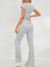 Load image into Gallery viewer, Round Neck Short Sleeve Top and Pants Set
