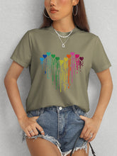 Load image into Gallery viewer, Heart Round Neck Short Sleeve T-Shirt
