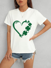 Load image into Gallery viewer, Heart Lucky Clover Round Neck Short Sleeve T-Shirt