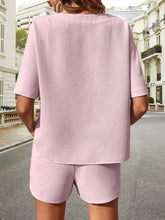 Load image into Gallery viewer, Waffle-Knit Half Sleeve Top and Shorts Set