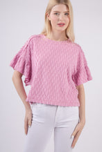 Load image into Gallery viewer, VERY J Full Size Texture Ruffle Short Sleeve Top