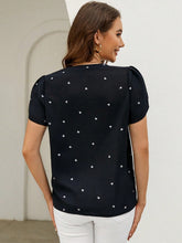 Load image into Gallery viewer, Heart Print Notched Petal Sleeve Blouse