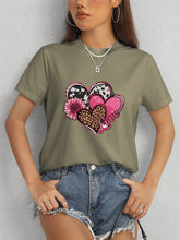 Load image into Gallery viewer, Heart Round Neck Short Sleeve T-Shirt
