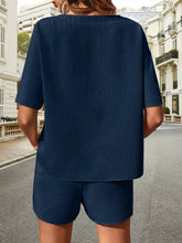 Load image into Gallery viewer, Waffle-Knit Half Sleeve Top and Shorts Set