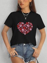 Load image into Gallery viewer, Heart Round Neck Short Sleeve T-Shirt