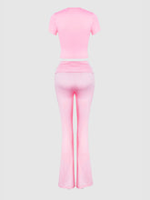 Load image into Gallery viewer, Round Neck Short Sleeve Top and Pants Set