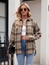 Load image into Gallery viewer, Mandy Pocketed Plaid Collared Neck Long Sleeve Shirt
