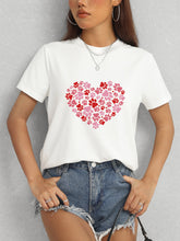 Load image into Gallery viewer, Heart Round Neck Short Sleeve T-Shirt