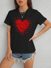 Load image into Gallery viewer, Heart Round Neck Short Sleeve T-Shirt
