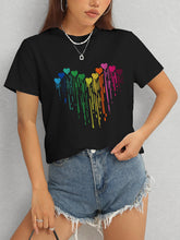 Load image into Gallery viewer, Heart Round Neck Short Sleeve T-Shirt