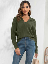 Load image into Gallery viewer, Johnny Collar Cable-Knit Long Sleeve Sweater