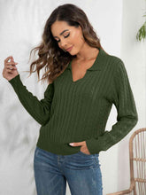 Load image into Gallery viewer, Johnny Collar Cable-Knit Long Sleeve Sweater