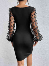 Load image into Gallery viewer, Butterfly Applique Lantern Sleeve V-Neck Mini Dress