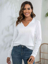 Load image into Gallery viewer, Johnny Collar Cable-Knit Long Sleeve Sweater