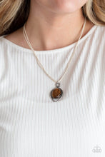 Load image into Gallery viewer, PAPARAZZI | Desert Mystery | Brown Cat Eye on White Cord Necklace