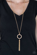 Load image into Gallery viewer, Straight to the Top | Gold Tassel Necklace | Peach Rhinestone