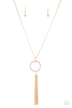 Load image into Gallery viewer, Straight to the Top | Gold Tassel Necklace | Peach Rhinestone