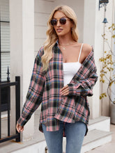 Load image into Gallery viewer, Mandy Pocketed Plaid Collared Neck Long Sleeve Shirt
