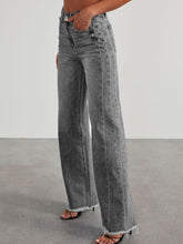 Load image into Gallery viewer, Raw Hem Wide Leg Jeans with Pockets
