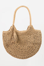 Load image into Gallery viewer, Fame Straw Braided Tote Bag with Tassel
