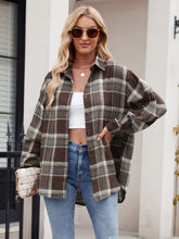 Load image into Gallery viewer, Mandy Pocketed Plaid Collared Neck Long Sleeve Shirt
