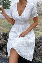 Load image into Gallery viewer, Textured Surplice Short Sleeve Dress
