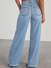 Load image into Gallery viewer, Raw Hem Wide Leg Jeans with Pockets
