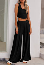 Load image into Gallery viewer, Scoop Neck Top and Wide Leg Pants Set
