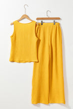 Load image into Gallery viewer, Textured Round Neck Top and Wide Leg Pants Set
