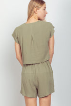 Load image into Gallery viewer, VERY J Woven Cropped Top &amp; Waist Tie Shorts Set
