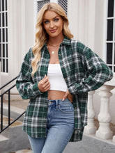 Load image into Gallery viewer, Mandy Pocketed Plaid Collared Neck Long Sleeve Shirt
